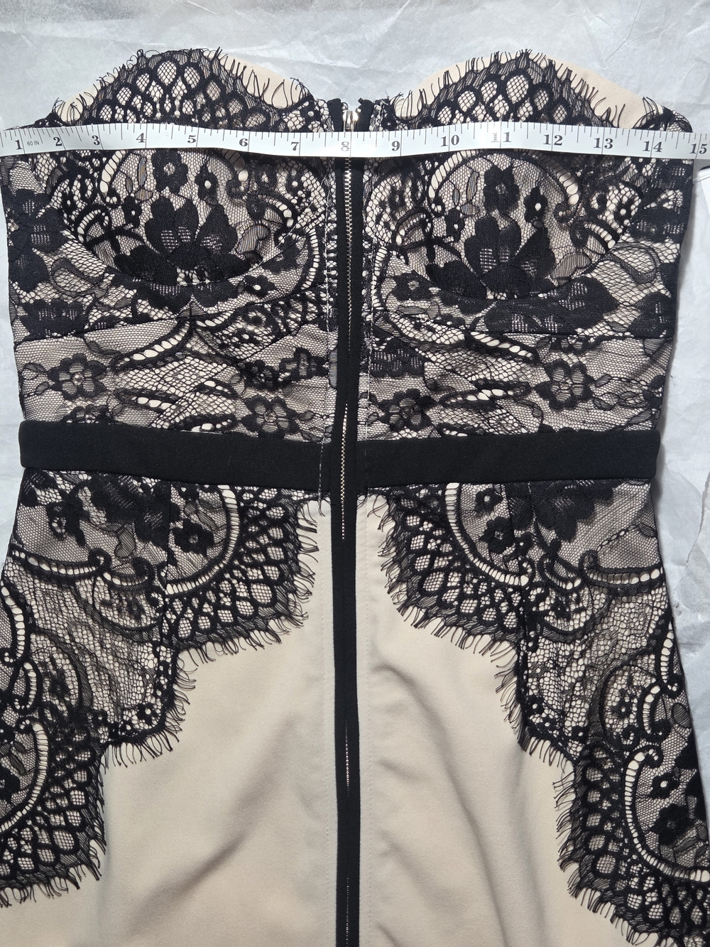 Windsor Strapless Bodycon Blush and Black Lace Sheath Dress - Picture 7 of 11